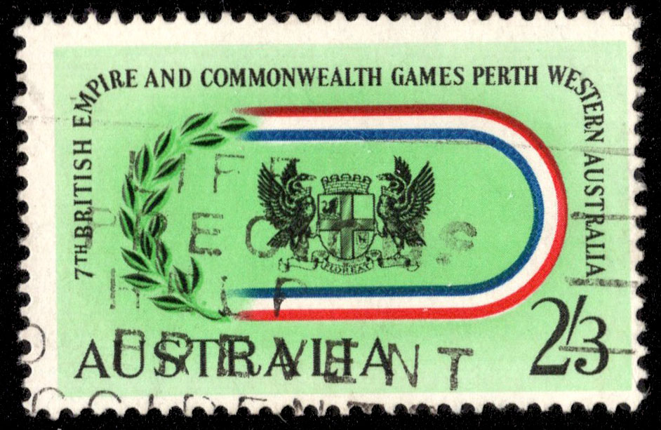 Commonwealth of australia. Перт герб. Почтовая марка Австралия $2. Гербы английских колоний. Штамп Австралия.